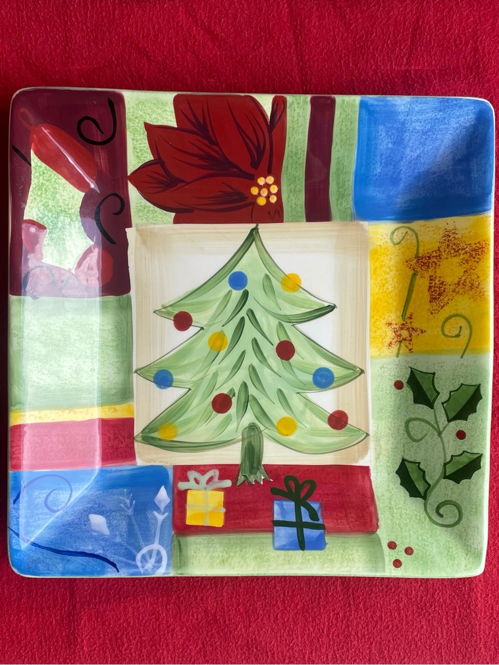 Corsica Home “Holiday Quilt” Square Plate